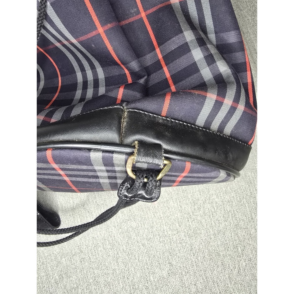 Burberry Vintage Nova Check Canvas Leather Bucket Drawstring Bag Made in England - Picture 5 of 8